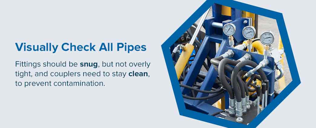 check all pipes connections hydraulic hoses